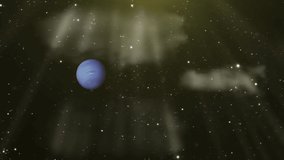 Approaching the Planet Neptune. Elements of this video furnished by NASA. 