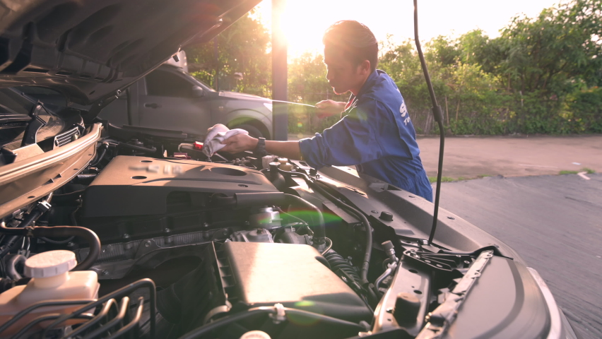 The Technician Maintaining the Vehicles Stock Footage Video (100% ...