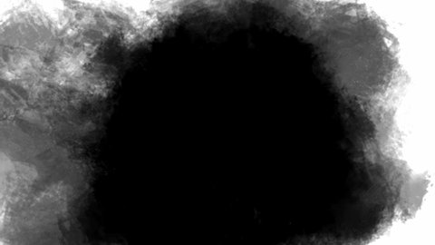 Abstract ink splatter transition in black and white seamless loop. Turbulent painting blot spreading from the center in this contemporary reveal 3D animation. 4K background