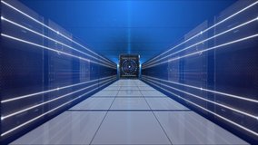 Zoom in Digital server room data center. Technology base abstract. Computer networks. Digital storage and cloud. network connections. Virtual reality. Internet background 4K - Powered by Shutterstock - Get 15% off with code: PIKWIZARD15