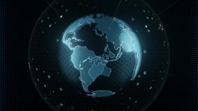 Futuristic hologram style looping animation of earth globe spinning, digital network, business. - Powered by Shutterstock - Get 15% off with code: PIKWIZARD15