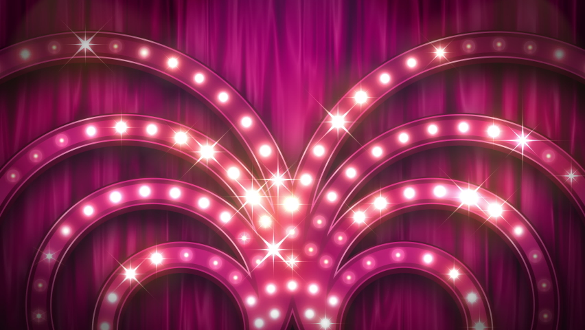 The cabaret stage of the light bulb illuminations with the act curtain.Decorative stage lighting.
Loop. | Shutterstock HD Video #1060806316