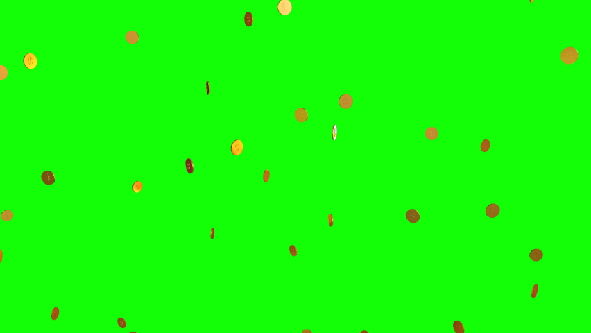Golden coins falling over green screen, loop animation. Royalty-Free Stock Footage #1060814767