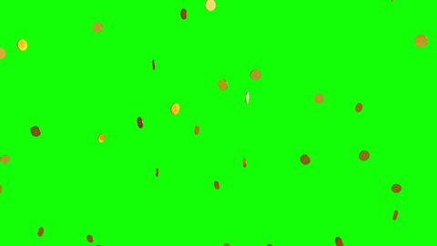 Golden coins falling over green screen, loop animation.