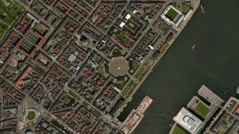 Zoom in from space and focus on Denmark Copenhagen. 3D Animation. Background for travel intro. 