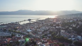 Establishing Aerial View Shot of Rijeka, Old Town, Croatia