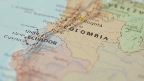 Picture of The Country of Colombia on a Colorful and Blurry South America Map