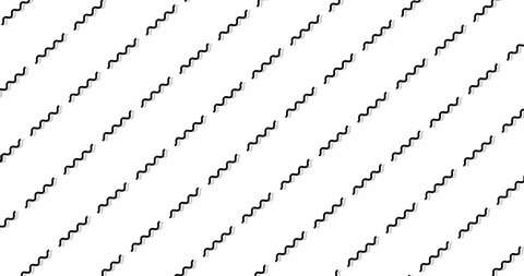 Squiggling lines animated pattern, isolated on white background