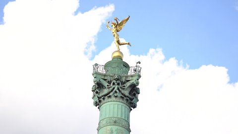 The Place de la Bastille is a square in Paris where the Bastille prison stood until the storming of the Bastille and its subsequent physical destruction between 14 July 1789 and 14 July 1790 