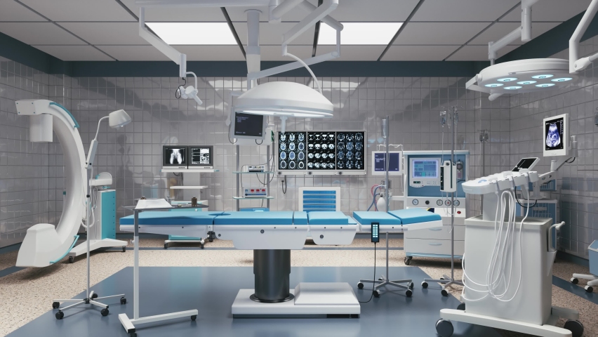 Contemporary operating room with equipment. 3d visualisation