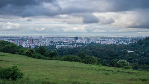 Clouds and Time Lapse of Cityscape view of City of Pune, Maharashtra, India