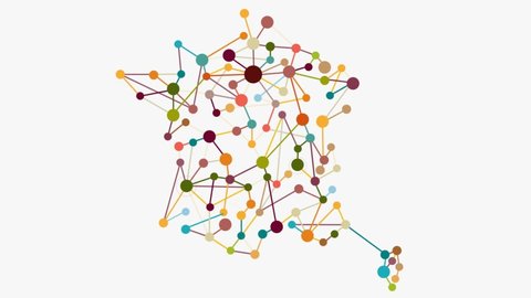 Abstract french network with map and link