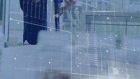 Animation of data processing over man using digital tablet and smartphone. Global online network digital interface technology concept digitally generated image. - Powered by Shutterstock - Get 15% off with code: PIKWIZARD15