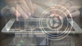 Animation of data processing over woman using digital tablet in office. Global online network digital interface technology concept digitally generated image. - Powered by Shutterstock - Get 15% off with code: PIKWIZARD15