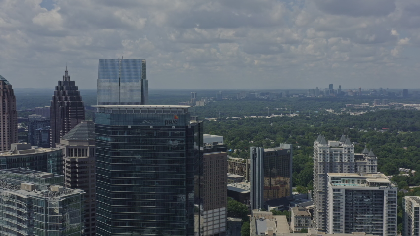 Atlanta Georgia Aerial v608 rotating shot of commercial skyscrapers in midtown - July 2020