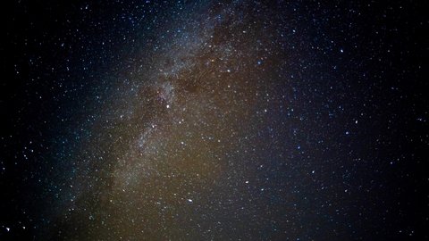 Timelapse of the starry sky and the milky way. Time lapse.