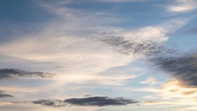 Abstract Building motions clouds sunset sky. Puffy fluffy white clouds sky time lapse. slow moving clouds. B Roll of timelapse sky sunset. Nature Background Environment Abstract. Freedom Backgrounds.