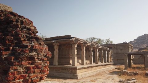 Tracking Shot of Temple at Hampi, Karnataka, India.