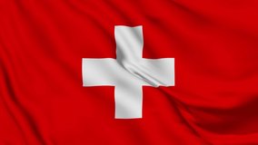Waving flag loop. National flag of Switzerland. Realistic animation