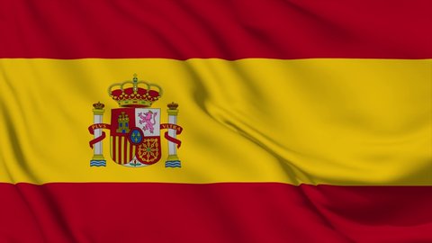 Waving flag loop. National flag of Spain. Realistic animation