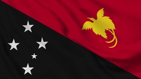 Waving flag loop. National flag of Papua New Guinea. Realistic animation
