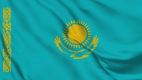 Waving flag loop. National flag of Kazakhstan. Realistic animation
