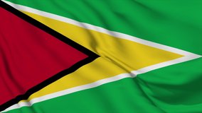 Waving flag loop. National flag of Guyana. Realistic animation