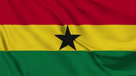 Waving flag loop. National flag of Ghana. Realistic animation