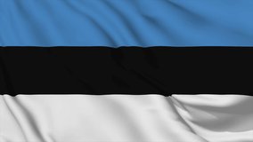 Waving flag loop. National flag of Estonia. Realistic animation