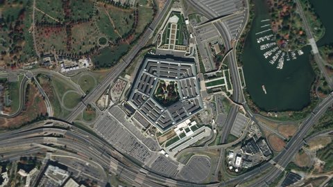 U.S. Pentagon in Washington D.C. earth zoom in and out