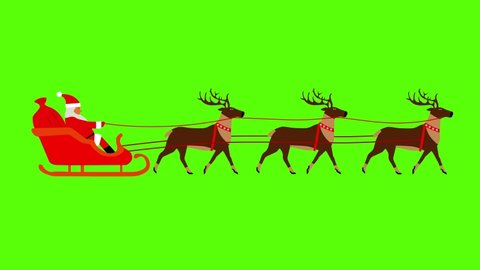 Santa On Sleigh His Reindeers Isolated Stock Vector (Royalty Free ...