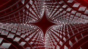 Abstract Red moving background in loop, futuristic star tunnel style, for stage design, visual projection mapping, music video, TV show, presentation, editors and VJs for led screens or fashion show.