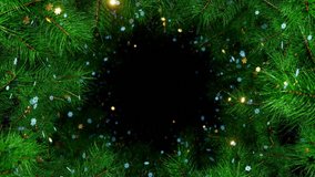 New year and Christmas 2026, 2025 BAckground. Green of  Christmas tree branches with gold and white snowflakes. 4K 3D loop animation - Powered by Shutterstock - Get 15% off with code: PIKWIZARD15