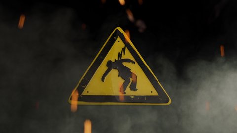 electrocution sign over a smoky background