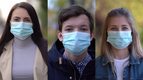 Group of people wearing face protection mask in prevention for coronavirus covid 19.
