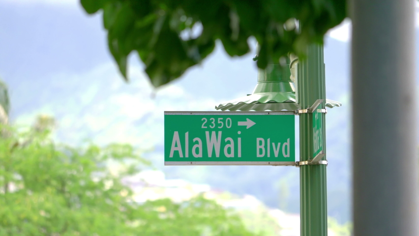 Honolulu Hawaii street sign in 4k slow motion 60fps
