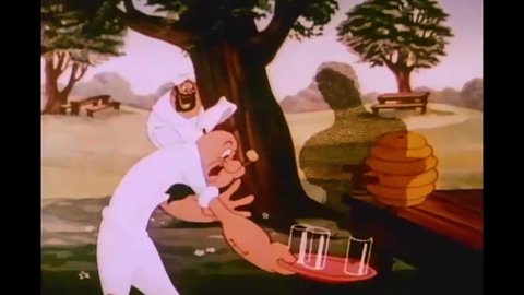CIRCA 1955 - In this animated film, Bluto makes Popeye accidentally irritate a beehive.
