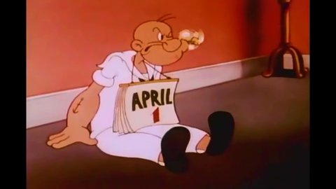 CIRCA 1955 - In this animated film, Olive Oyl packs a picnic basket and Bluto gives Popeye a joke cigar for April Fools Day.