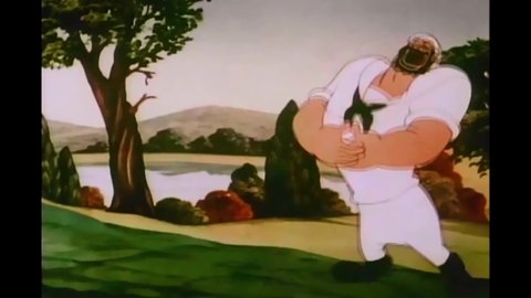 CIRCA 1955 - In this animated film, Popeye pranks Bluto with an inflatable sea monster.