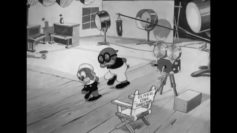 CIRCA 1936 - In this animated film, Beans watches the filming of a Hollywood musical.