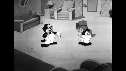 CIRCA 1936 - In this animated film, Beans interrupts the filming of a Hollywood musical and is kicked off set.