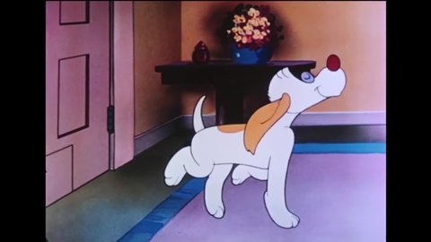 CIRCA 1948 - In this animated film, a dog's inner angel and devil argue about whether to let puppies freeze in the cold outside.