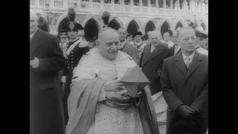 CIRCA 1950s - Pope XXIII works as a cardinal diplomat in Venice, Italy (narrated in 1963).