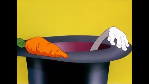 CIRCA 1942 - In this animated film, Bugs Bunny outwits a magician trying to pull him out of a hat.