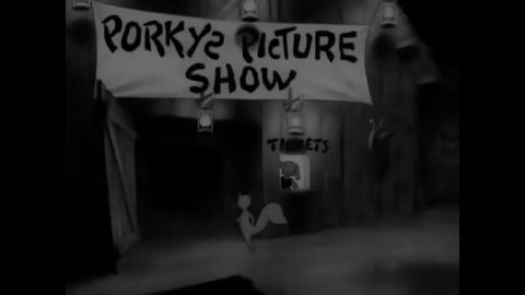 CIRCA 1941 - In this animated film, animals get tickets at a movie theater or sneak in.