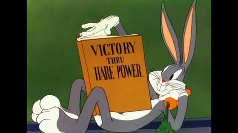 CIRCA 1943 - In this animated film, a gremlin almost tricks Bugs Bunny into blowing up a bomb on an air base.