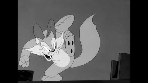 CIRCA 1943 - In this animated film, a cat who ate his owner's canary pretends to help her look for it, then makes her think it flew away.