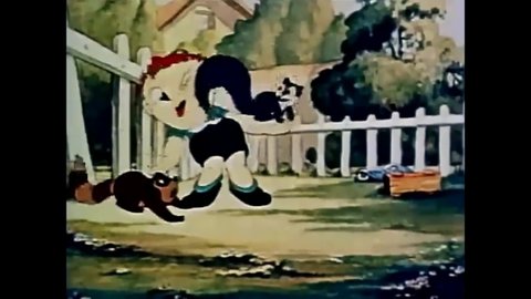 CIRCA 1940 - In this animated film, a little boy summons a raccoon and squirrel to come play with him.