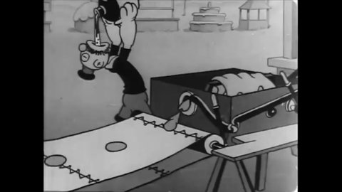 CIRCA 1933 - In this animated film, a drunk man gets alcohol into Dick and Larry's doughnut dough, getting the judges drunk and happy.