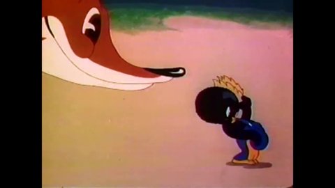 CIRCA 1940 - In this animated film, a fox traps a little bird who doesn't realize right away that the fox is a predator.